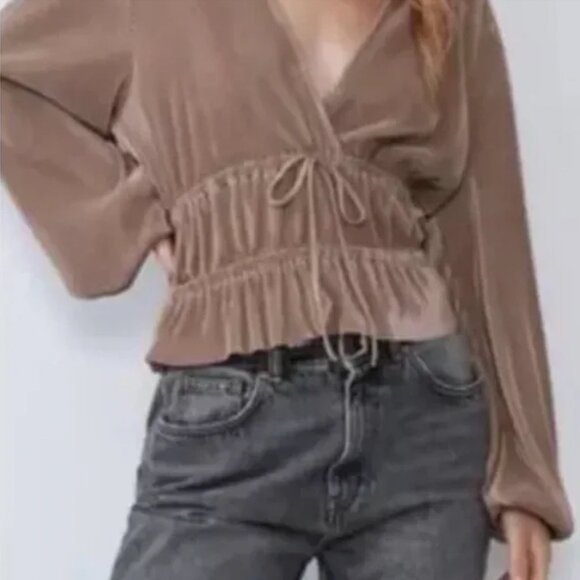 Zara Pleated Champagne Blouse - Picture 4 of 4